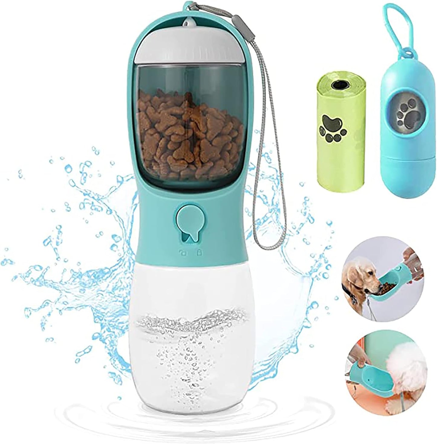 HCY&WLD Dog Water Bottle, 10OZ 2-In-1 Leakproof Portable Pet Water Bottle for Pets Outdoor Walking, Hiking, Travel, BPA Free Food Grade Material Dog Water Dispenser with Activated Carbon Filter
