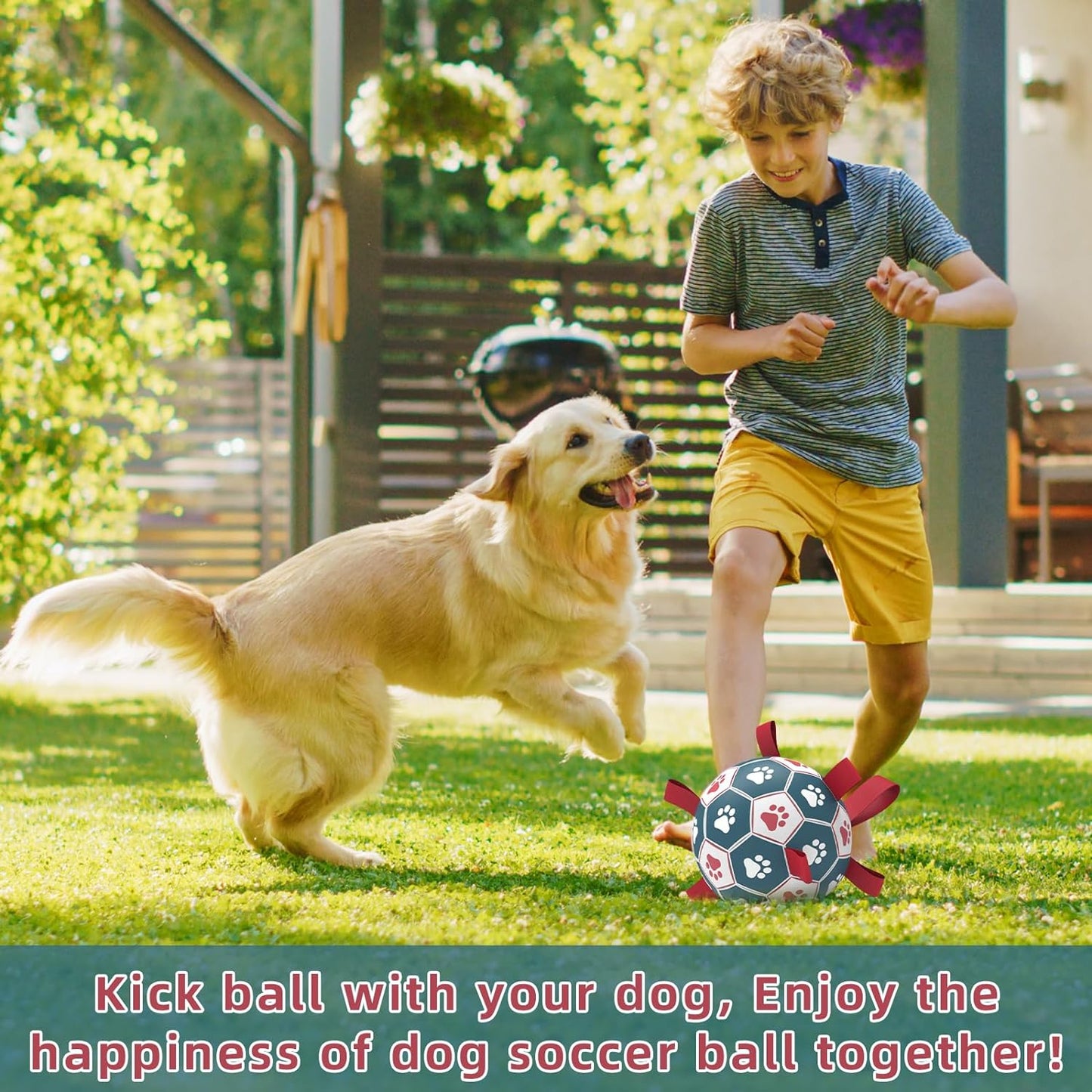 Dog Balls Toys, Soccer Ball with Straps, Puppy Birthday Gifts, Dog Water Toy, Durable Herding Balls for Small Medium Dogs, Interactive Toys for Tug of War (6 Inch)