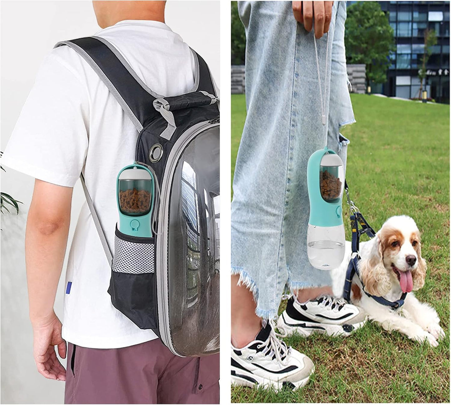 HCY&WLD Dog Water Bottle, 10OZ 2-In-1 Leakproof Portable Pet Water Bottle for Pets Outdoor Walking, Hiking, Travel, BPA Free Food Grade Material Dog Water Dispenser with Activated Carbon Filter