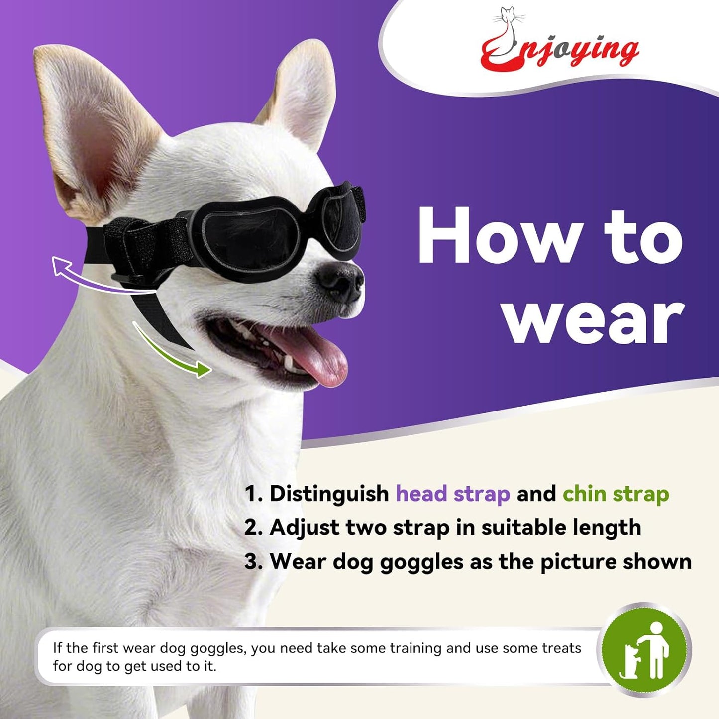 Dog Goggles Small Breed, Puppy Sunglasses UV Protection, Summer Dog Eye Protection for Small Dogs Outdoor Driving Riding, Winter Antifog Pet Snow Goggles, Cool Black