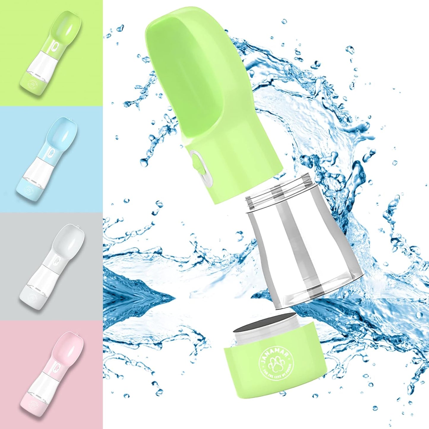 Dog Water Bottle, Lightweight Leak Proof Portable Dog Water Bottle Dispenser Suitable for Puppy, Cat and Rabbit, Combo Designed Food, Water Container for Outdoor Travel, Walking and Hiking