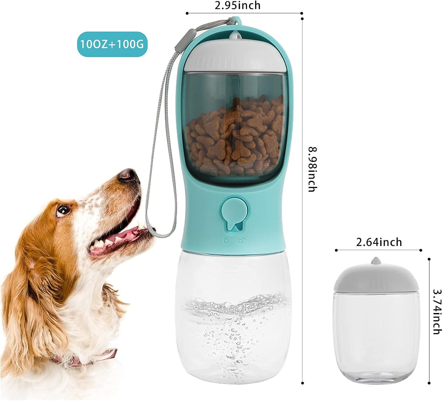 HCY&WLD Dog Water Bottle, 10OZ 2-In-1 Leakproof Portable Pet Water Bottle for Pets Outdoor Walking, Hiking, Travel, BPA Free Food Grade Material Dog Water Dispenser with Activated Carbon Filter