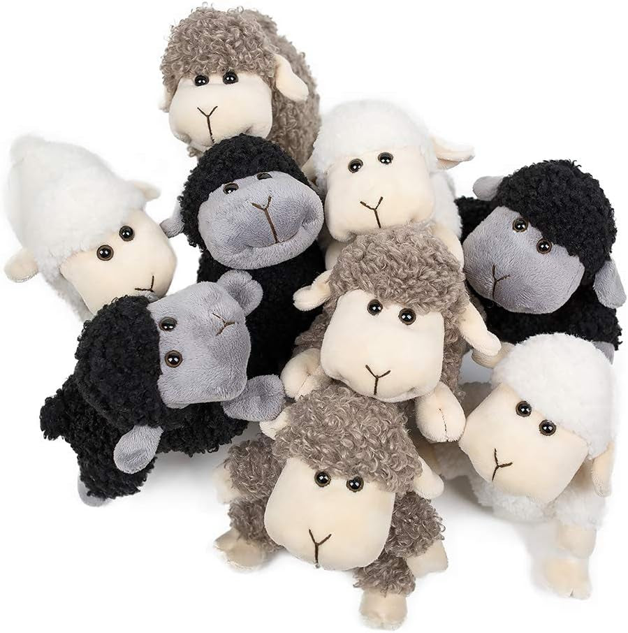 Sheep Stuffed Animal Lamb Plush Decorations 3Pcs (Sitting, Standing, Kneeling) White Sheep Toys Gift for Kids Little Girl/Boy
