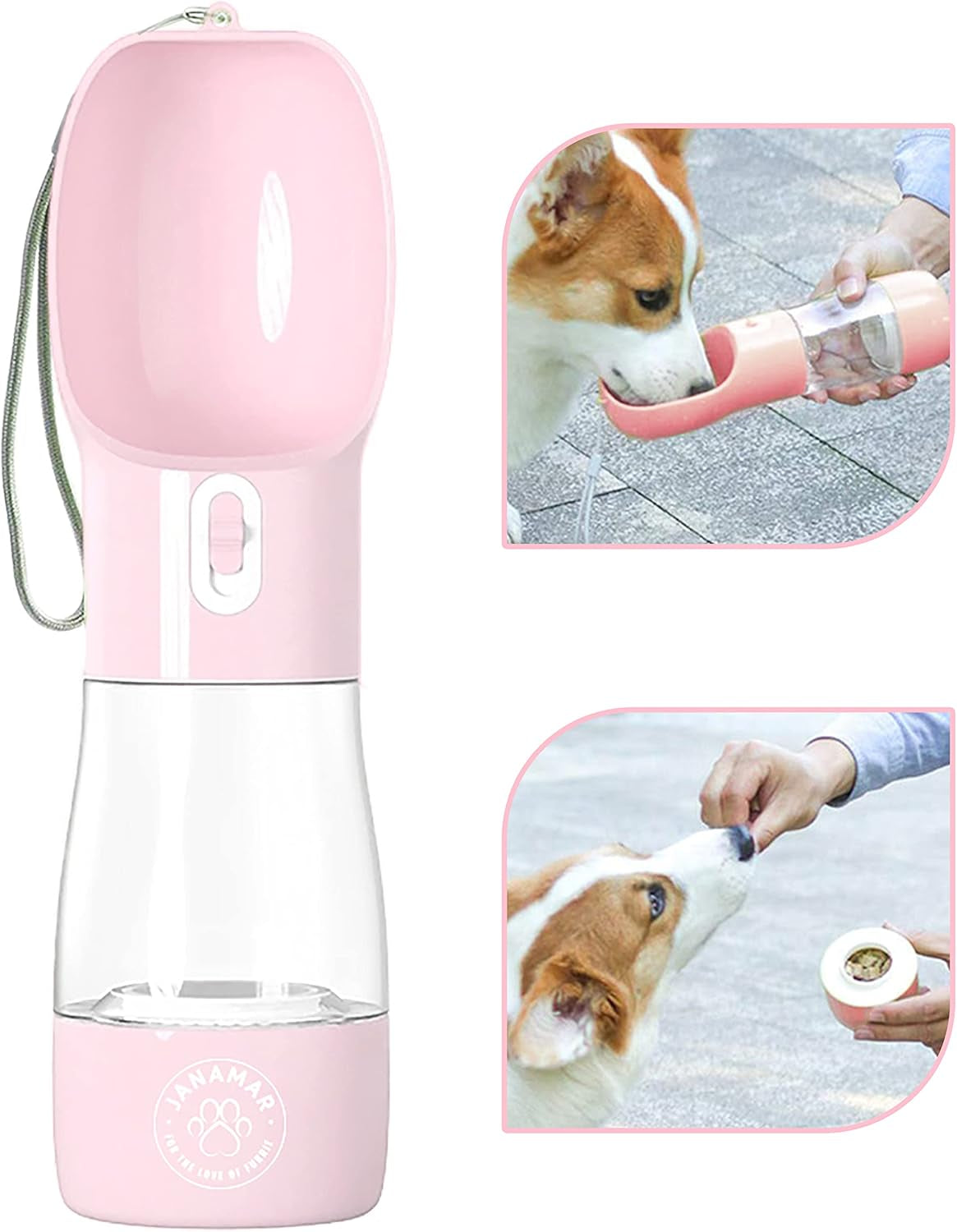 Dog Water Bottle, Lightweight Leak Proof Portable Dog Water Bottle Dispenser Suitable for Puppy, Cat and Rabbit, Combo Designed Food, Water Container for Outdoor Travel, Walking and Hiking