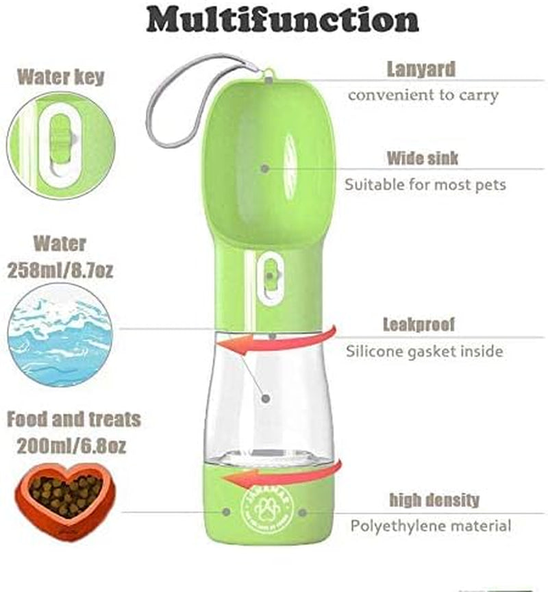 Dog Water Bottle, Lightweight Leak Proof Portable Dog Water Bottle Dispenser Suitable for Puppy, Cat and Rabbit, Combo Designed Food, Water Container for Outdoor Travel, Walking and Hiking