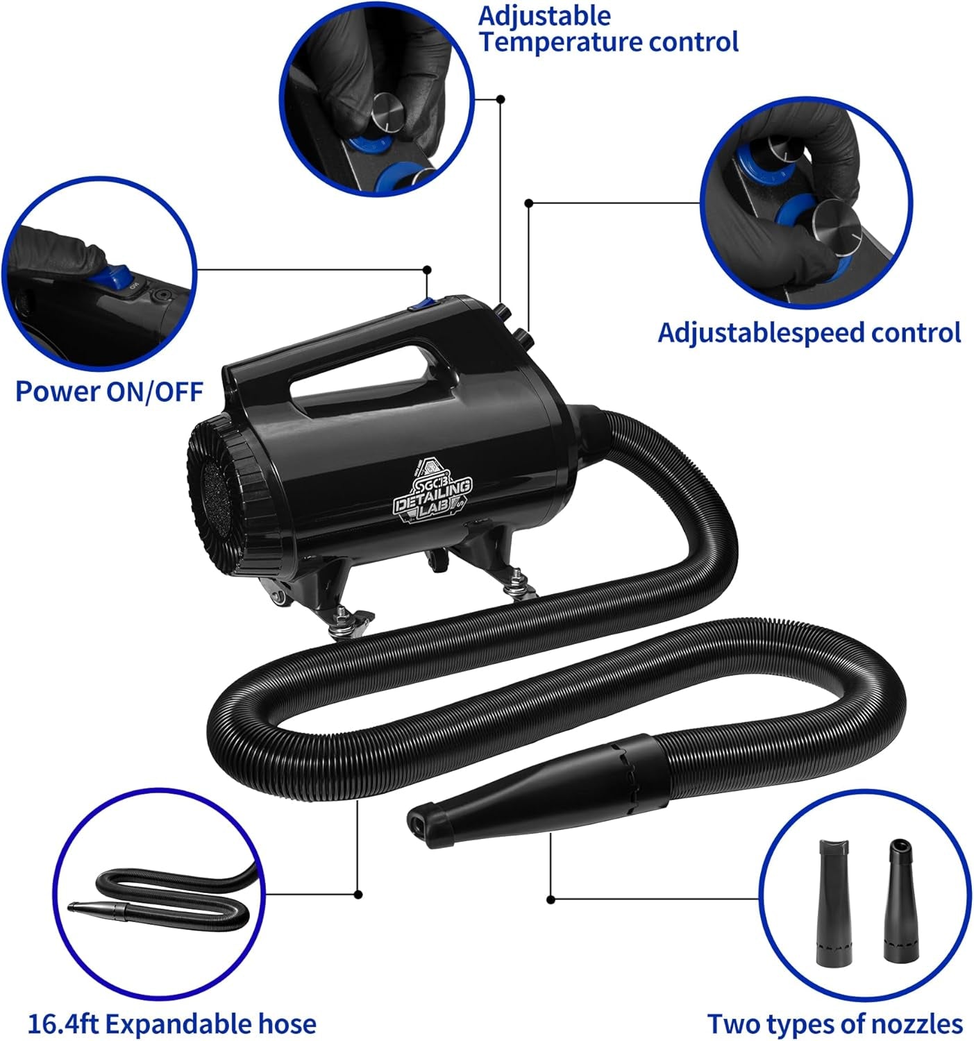 PRO Air Cannon Car Dryer Blower - Powerful Detailing Wash, 5.0HP Dual Mode High Speed Drying Blower