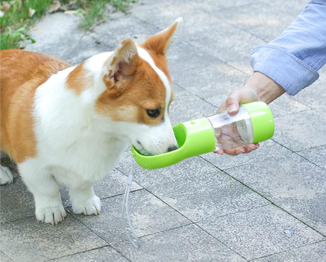 Dog Water Bottle Portable Pet Water Bottle Leak Proof Dog Water Dispenser and Food, Lightweight Dog Travel Water Bottle Bowl for Walking and Trave (Pink)
