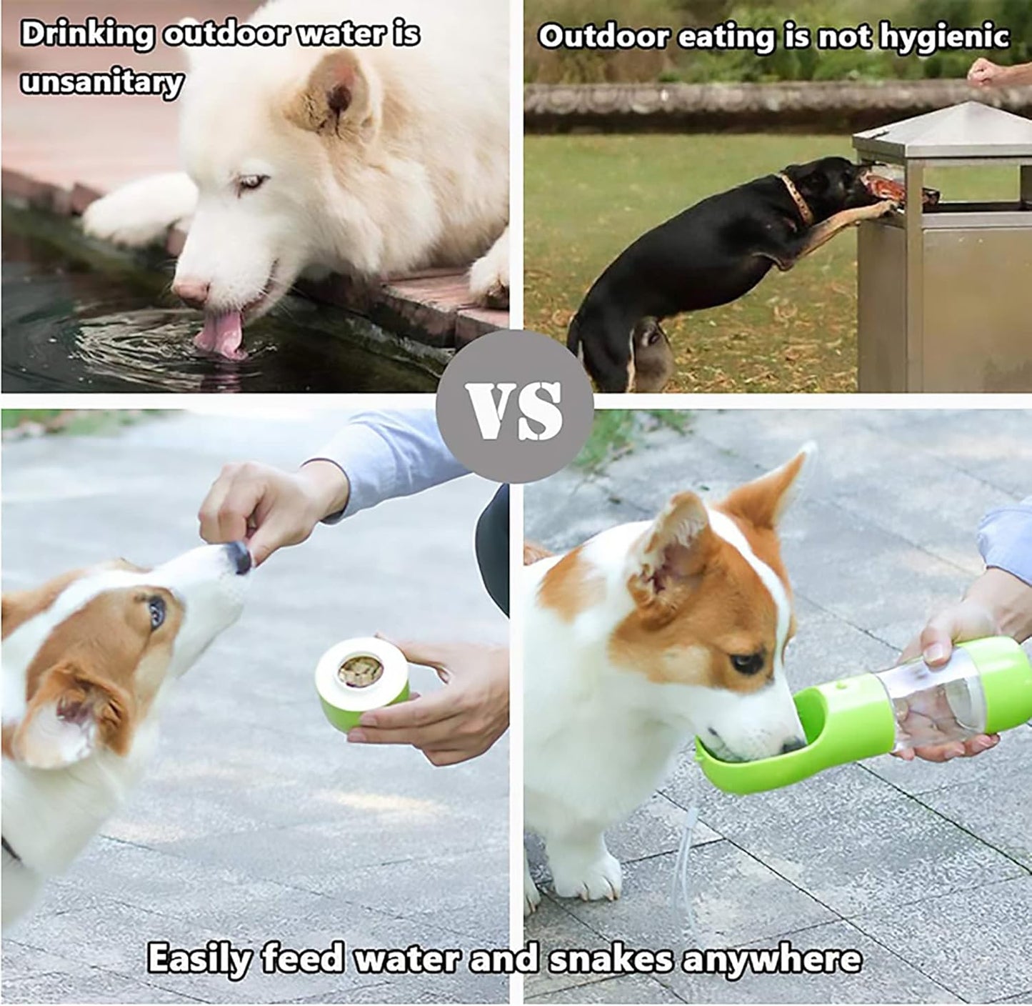 Dog Water Bottle, Lightweight Leak Proof Portable Dog Water Bottle Dispenser Suitable for Puppy, Cat and Rabbit, Combo Designed Food, Water Container for Outdoor Travel, Walking and Hiking