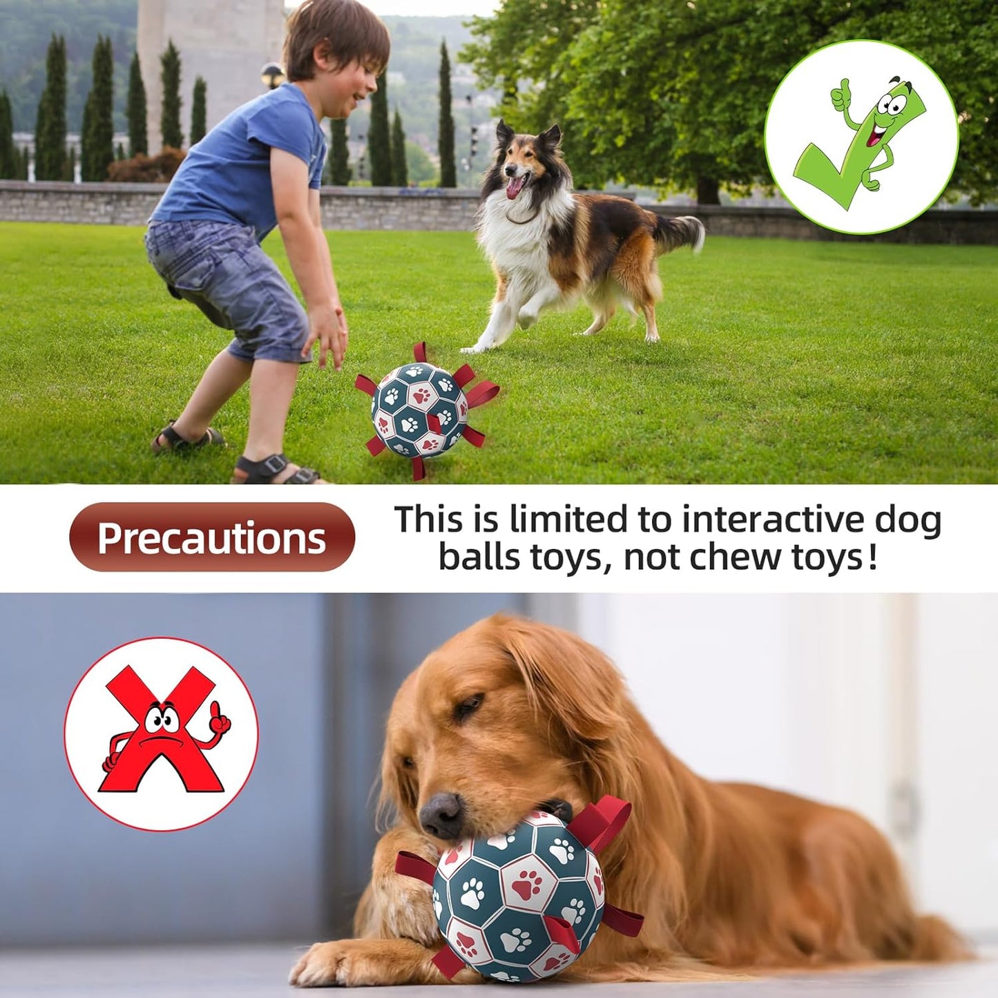 Dog Balls Toys, Soccer Ball with Straps, Puppy Birthday Gifts, Dog Water Toy, Durable Herding Balls for Small Medium Dogs, Interactive Toys for Tug of War (6 Inch)