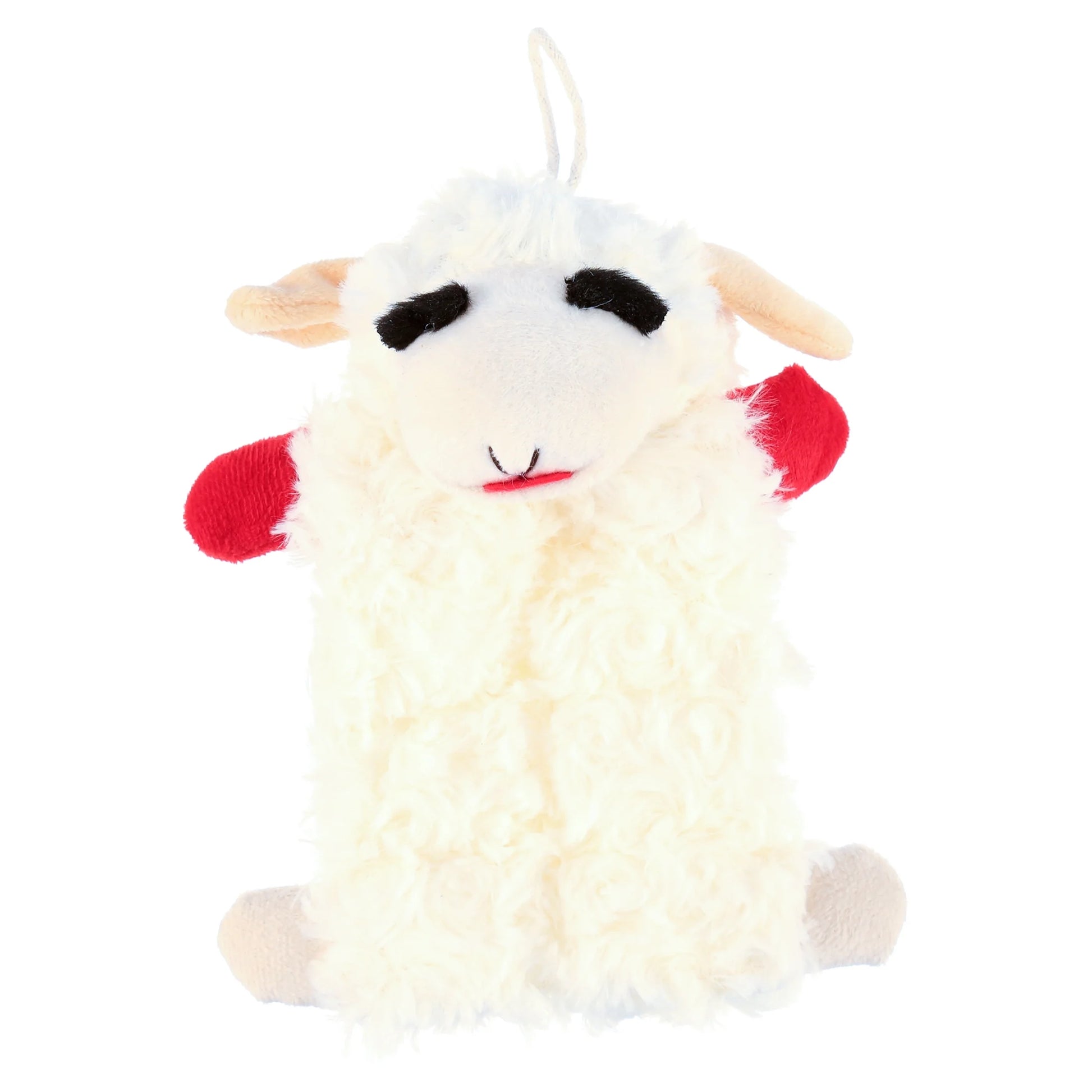 Lamb Chop Squeaker Mat, 9-Inch Plush & Squeaky Dog Toy for Cuddling, White