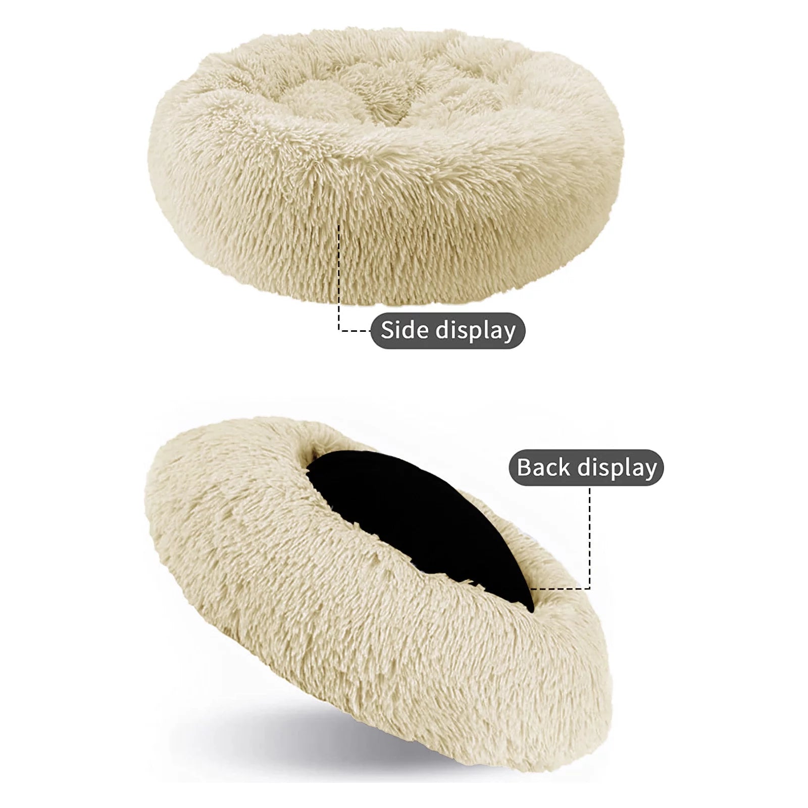 Calming Donut Dog Bed Anti-Anxiety, Self Warming, Cozy Soft Plush round Pet Bed Indoor, Ideal for Both Home & Travel, 24"L X 24"W X 8"H