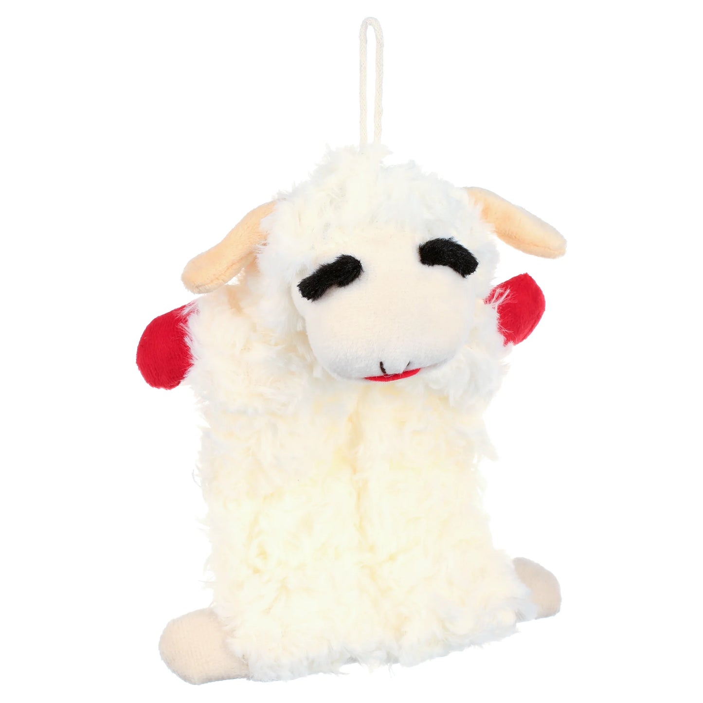 Lamb Chop Squeaker Mat, 9-Inch Plush & Squeaky Dog Toy for Cuddling, White