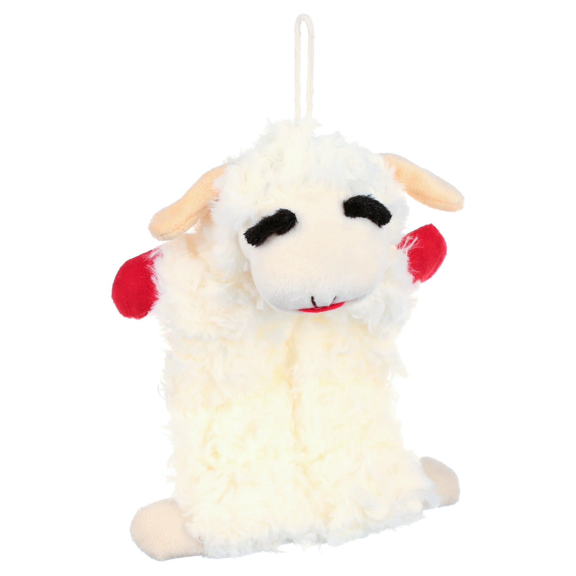 Lamb Chop Squeaker Mat, 9-Inch Plush & Squeaky Dog Toy for Cuddling, White