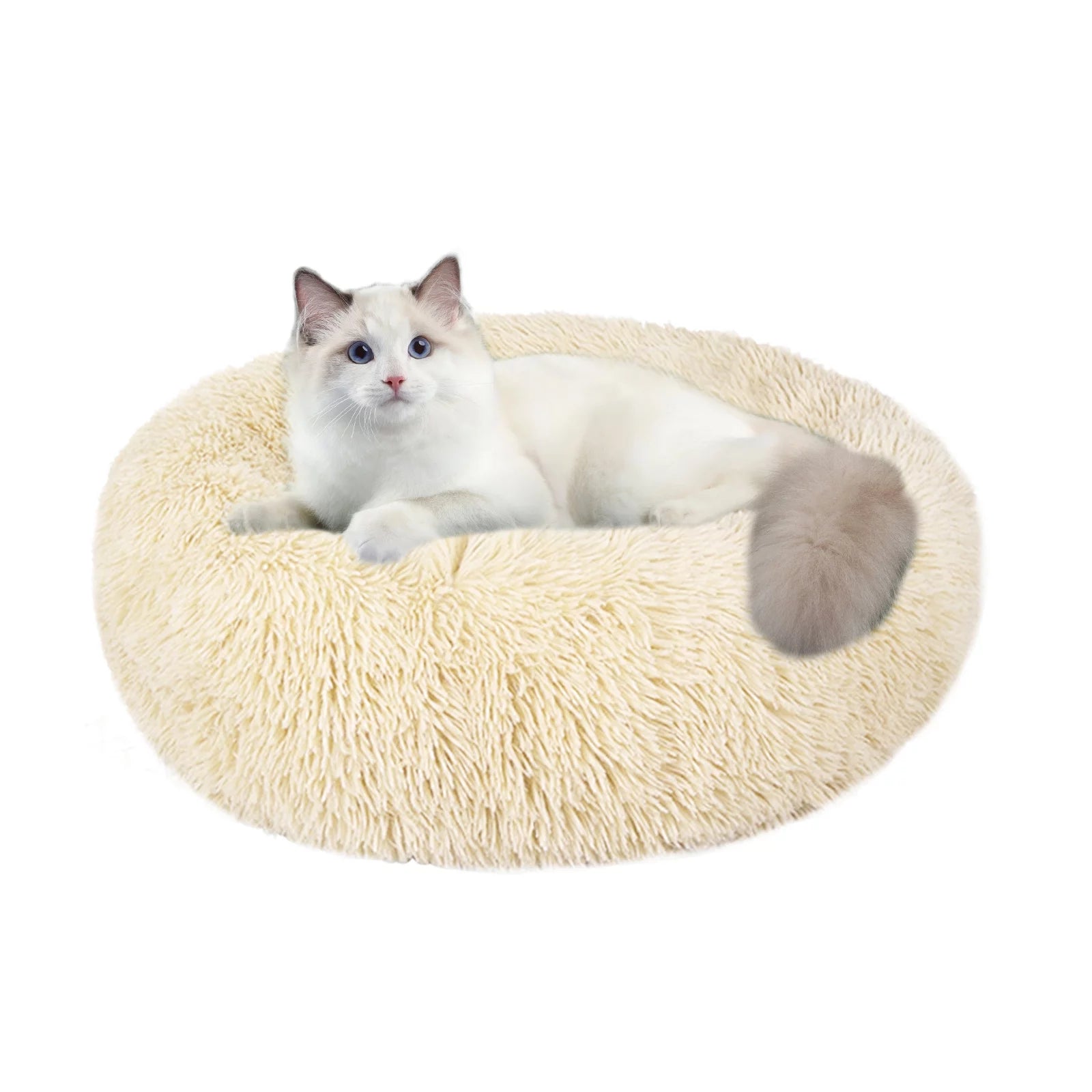 Calming Donut Dog Bed Anti-Anxiety, Self Warming, Cozy Soft Plush round Pet Bed Indoor, Ideal for Both Home & Travel, 24"L X 24"W X 8"H