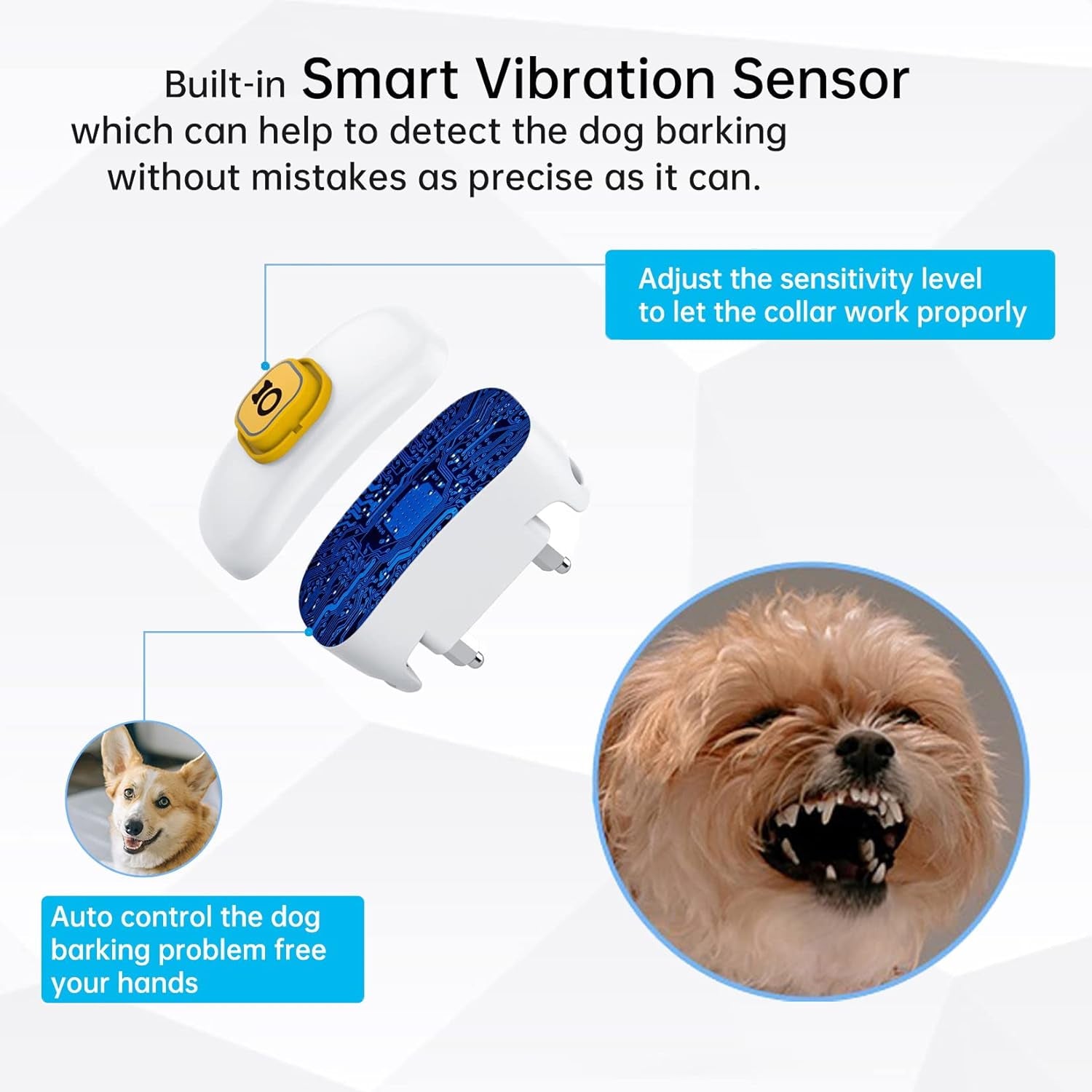 Anti Barking Collar for Dogs,  Shock Training Control Smart IPX7 Water-Resistant