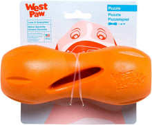 Zogoflex Qwizl Interactive Treat Dispensing Dog Puzzle Treat Toy for Dogs, 100% Guaranteed Tough, It Floats!, Made in USA, Large, Tangerine
