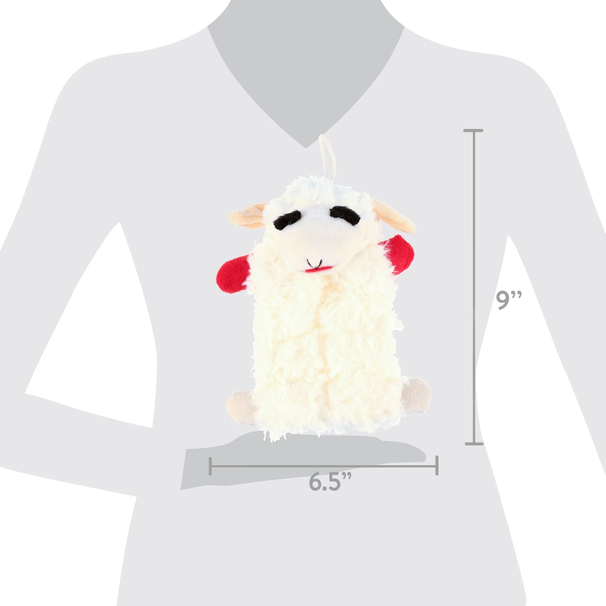 Lamb Chop Squeaker Mat, 9-Inch Plush & Squeaky Dog Toy for Cuddling, White