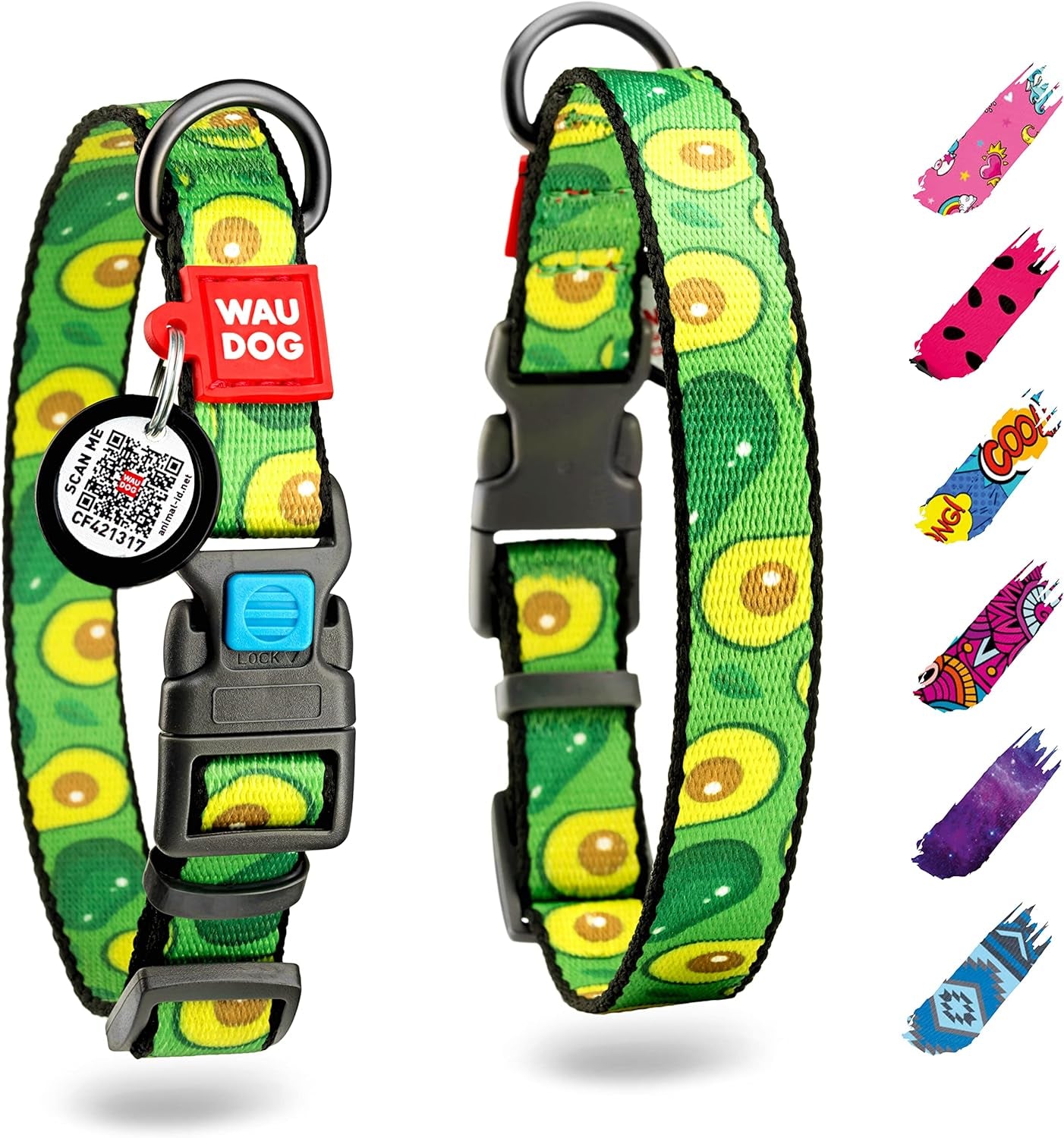 Nylon Dog Collar - Adjustable Dog Collar for Large Dogs, Small & Medium Dogs - Breakaway Puppy Collars for Large Breed Dogs - Boy & Girl Dog Collars with Durable Plastic Buckle and QR Dog Tag