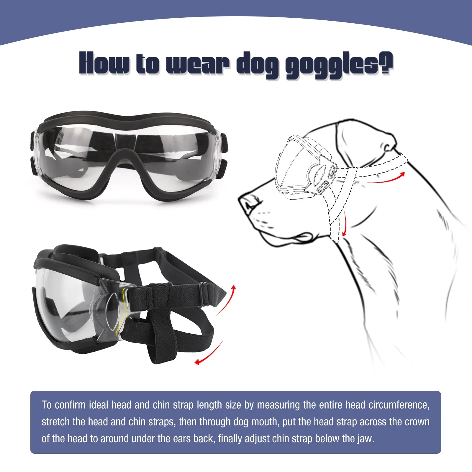 Dog Goggles Sunglasses for Medium to Large Dog Eye Protection with Adjustable Straps