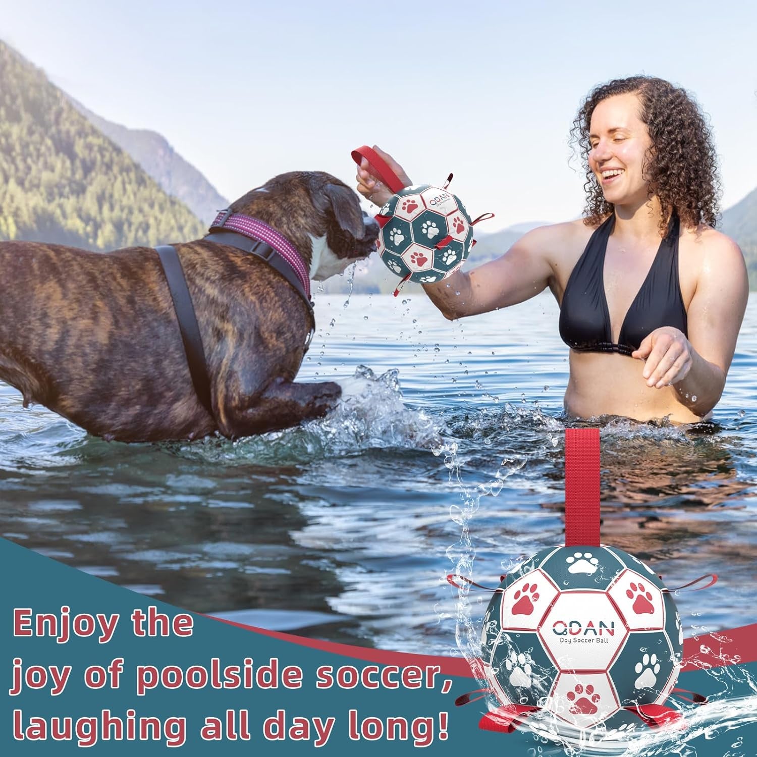 Dog Balls Toys, Soccer Ball with Straps, Puppy Birthday Gifts, Dog Water Toy, Durable Herding Balls for Small Medium Dogs, Interactive Toys for Tug of War (6 Inch)