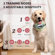 Dog Bark Collar, Anti-Barking Pet Training Collar, Waterproof E-Bark Shock Collar for Large Medium Small Dogs, Rechargeable Barking Collar with Beep Vibration Shock, 5 Adjustable Sensitivity (White)
