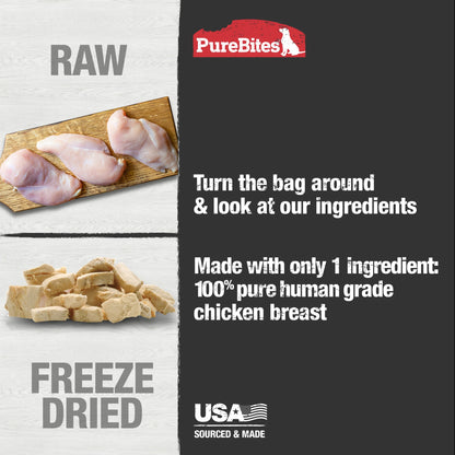 Chicken Freeze Dried Dog Treats, 1 Ingredient, Made in USA, 3Oz