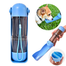 2 in 1 Dog Water Bottle Portable, 10 OZ Dog Water Dispenser & 7 OZ Dog Food Dispenser, Leak Proof Dog Travel Water Bottle with Dog Shovel & Garbage Bag, Outdoor Water Dispenser for Dogs Cats
