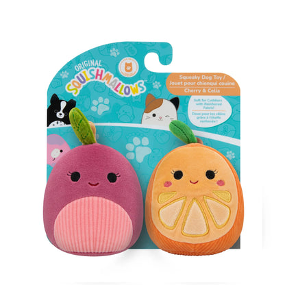 Original 3.5 Inch 2-Pack Cherry the Red Cherry and Celia the Orange Slice Plush Dog Toys
