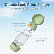 2-In-1 Portable Dog Water Bottle W/ Food Container for Dogs Cat Rabbit, 14+6Oz White